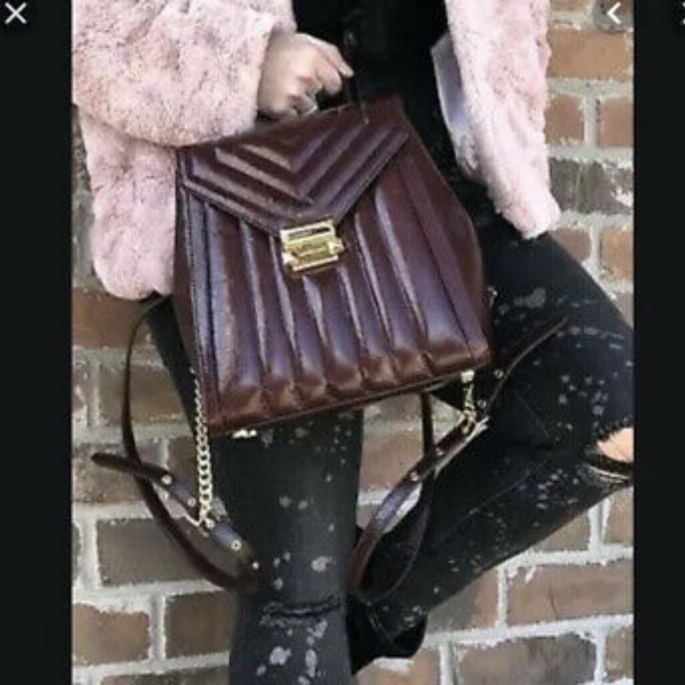 NWT Michael Kors Medium Oxblood Leather Backpack - Picture 2 of 8